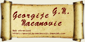 Georgije Macanović vizit kartica